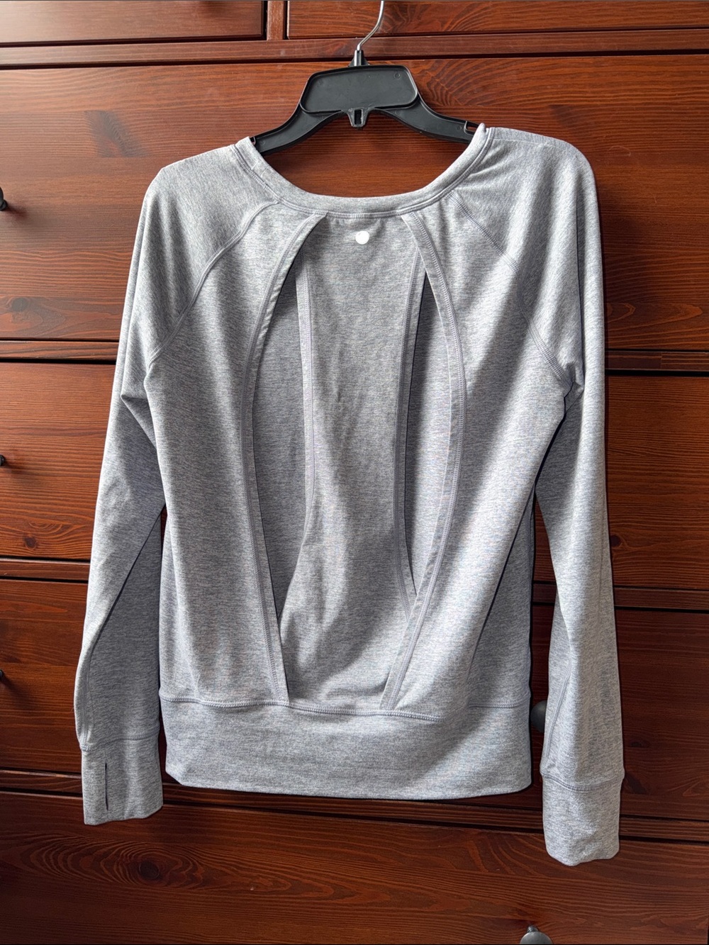 Yogalicious Open Back Heather Gray Crewneck Long Sleeve Pullover | Size S